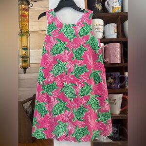 Pink Dress with Green Turtle Print Tommy Bahama size 7